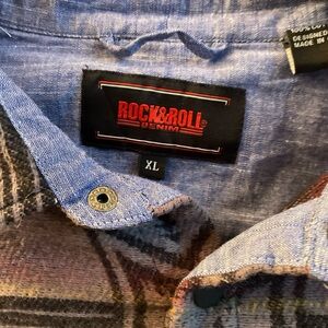 Rock & Roll Denim Men's Blue and Brown Shirt Jacket